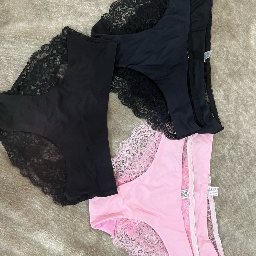 Elegant Black and Pink Lace Panties$$$$$4 each new without tags